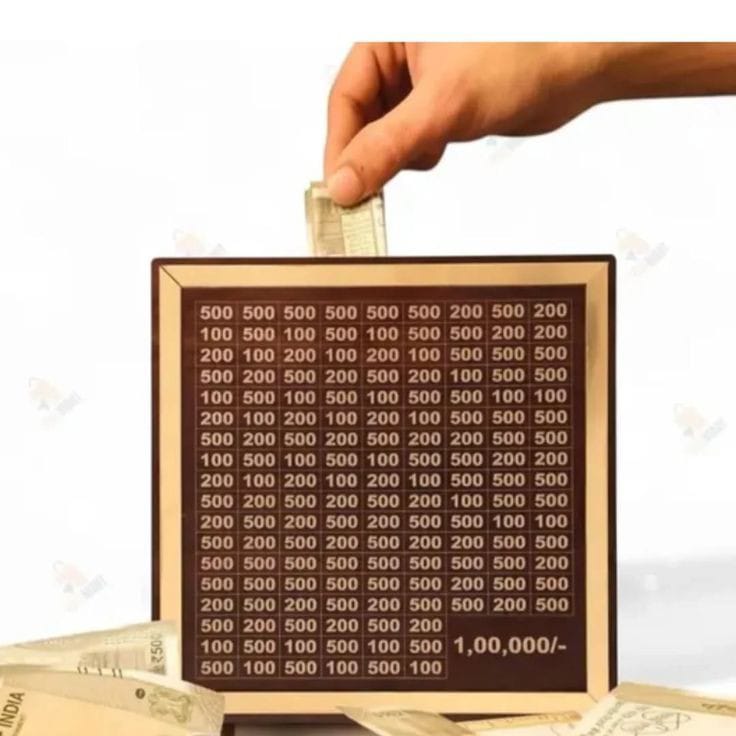 ₹1,00,000 Money Saving Challenge Box – Wooden Smart Saving Tracker for Adults & Kids