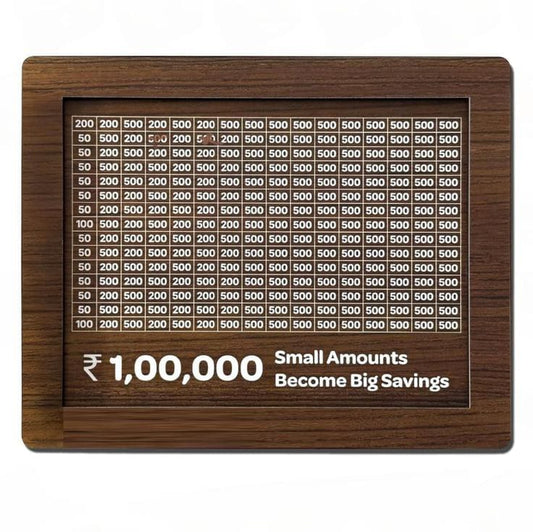₹1,00,000 Money Saving Challenge Box – Wooden Smart Saving Tracker for Adults & Kids
